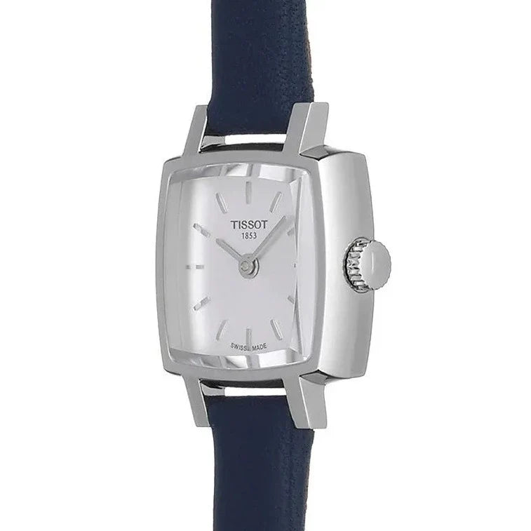 Shop Tissot Lovely Square Silver Dial Blue Leather Strap Watch For Women - T058.109.16.031.00 in USA