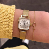Shop Tissot Lovely Square Silver Dial Gold Mesh Bracelet Watch For Women - T058.109.33.031.00 in USA