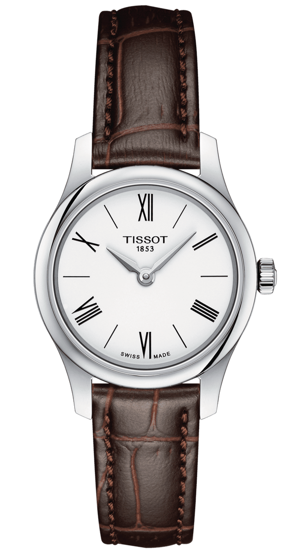 Tissot Tradition 5.5 Lady Silver Dial Brown Leather Strap Watch for Women - T063.009.16.018.00 Buy Now By Tissot