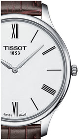 Shop Tissot T Classic Tradition 5.5 Quartz White Dial Brown Leather Strap Watch For Men - T063.409.16.018.00 in USA