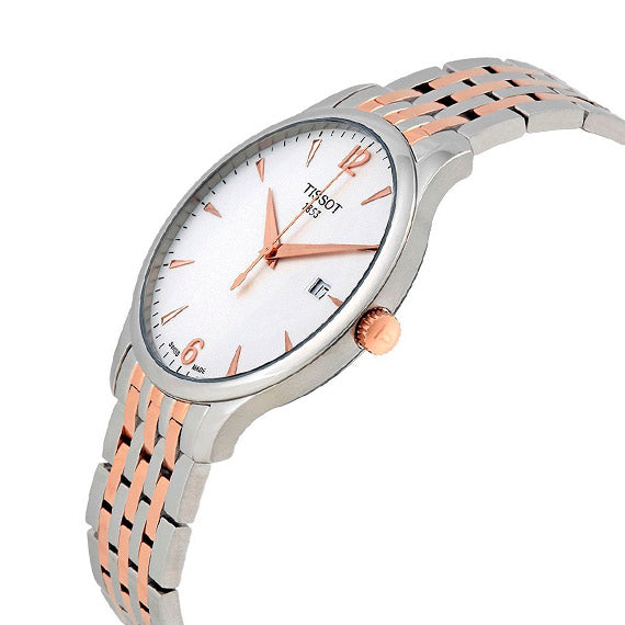 Tissot T Classic Tradition White Dial Two Tone Mesh Bracelet Watch For Men - T063.610.22.037.01 Buy Now By Tissot