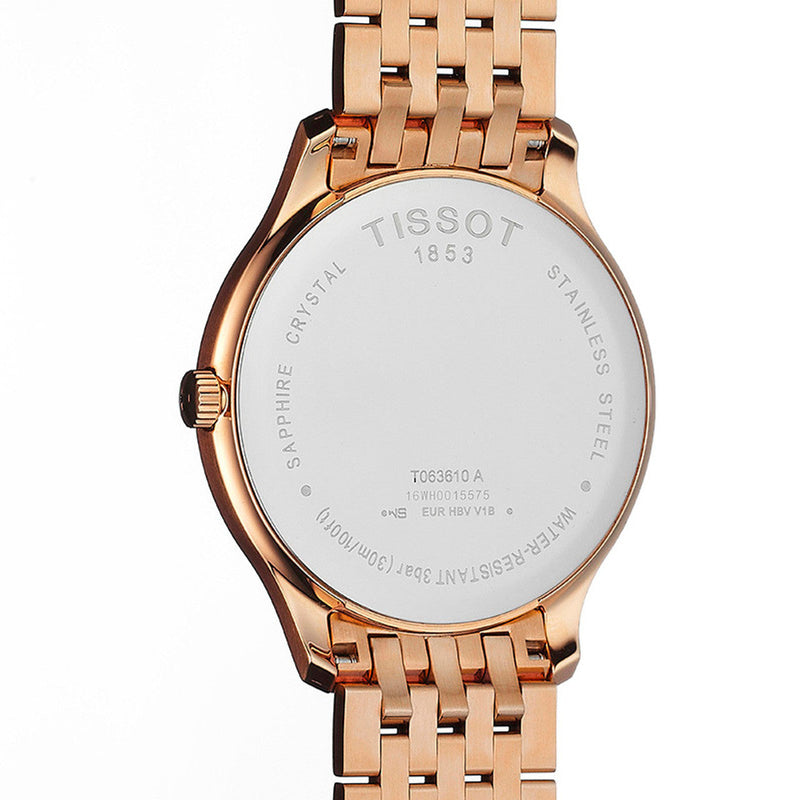 Tissot T Classic Tradition White Dial Rose Gold Steel Strap Watch For Women - T063.610.33.038.00 Buy Now By Tissot