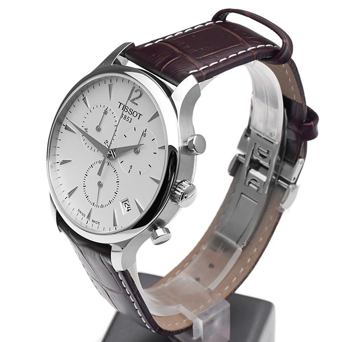 Tissot T Classic Tradition Chronograph White Dial Brown Leather Strap Watch For Men - T063.617.16.037.00 Buy Now By Tissot
