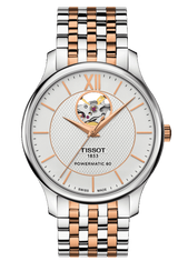 Tissot Tradition Powermatic 80 Open Heart Silver Dial Two Tone Steel Strap Watch For Men - T063.907.22.038.01 Buy Now By Tissot