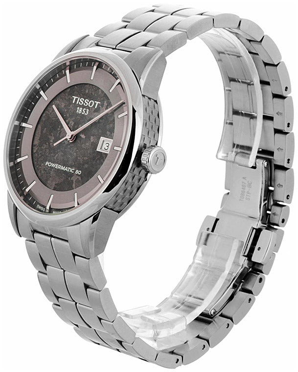 Shop Tissot Luxury Powermatic 80 Anthracite Grey Dial Silver Steel Strap Watch For Men - T086.407.11.061.10 in USA
