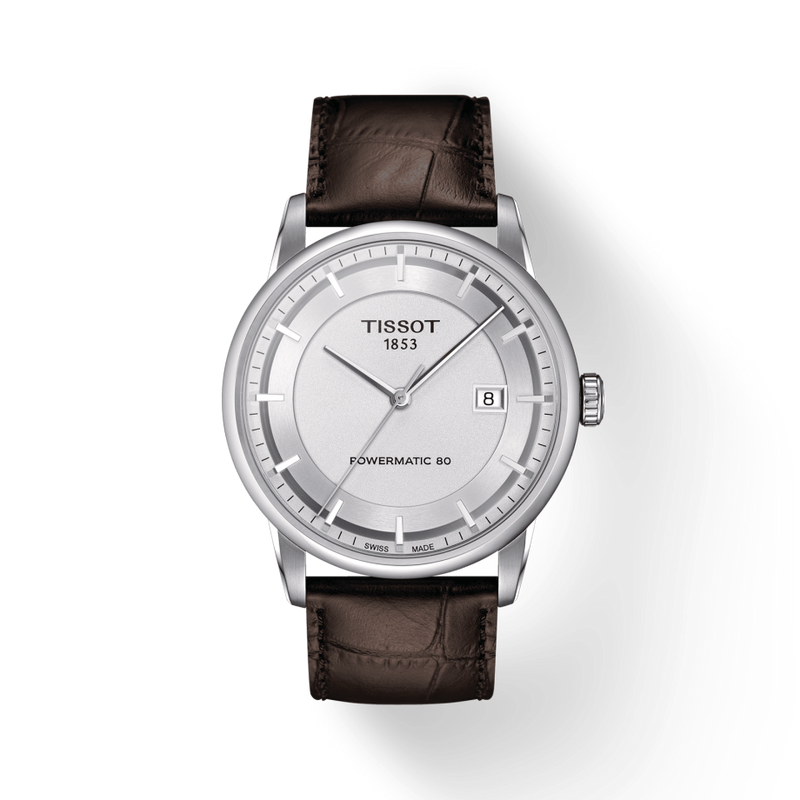 Tissot Luxury Powermatic 80 Silver Dial Brown Leather Strap Watch For Men - T086.407.16.031.00 Buy Now By Tissot