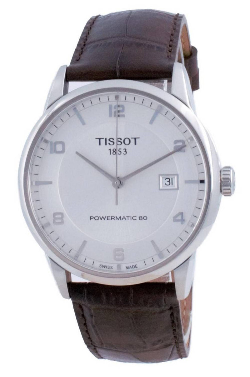 Shop Tissot Luxury Powermatic 80 Silver Dial Brown Leather Strap Watch For Men - T086.407.16.037.00 in USA