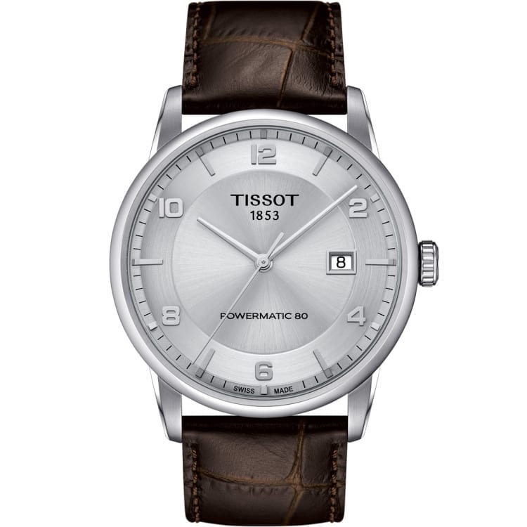 Shop Tissot Luxury Powermatic 80 Silver Dial Brown Leather Strap Watch For Men - T086.407.16.037.00 in USA