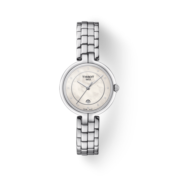 Tissot T Lady Flamingo Diamonds White Dial Silver Steel Strap Watch For Women - T094.210.11.116.01 Buy Now By Tissot