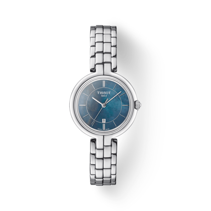 Tissot T Lady Flamingo Mother of Pearl Blue Dial Silver Steel Strap Watch For Women - T094.210.11.121.00 Buy Now By Tissot