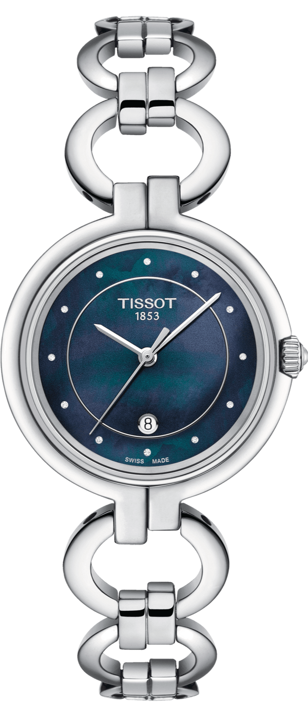 Tissot T Lady Flamingo Mother of Pearl Blue Dial Silver Steel Strap Watch for Women - T094.210.11.126.00 Buy Now By Tissot