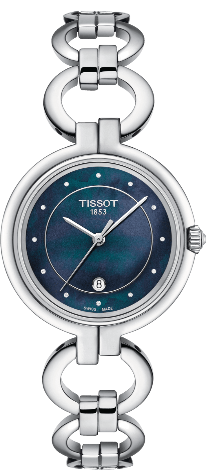 Tissot T Lady Flamingo Mother of Pearl Blue Dial Silver Steel Strap Watch for Women - T094.210.11.126.00 Buy Now By Tissot