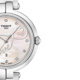 Tissot T Trend Flamingo Valentines Mother of Pearl White Dial White Leather Strap Watch For Women - T094.210.16.111.01