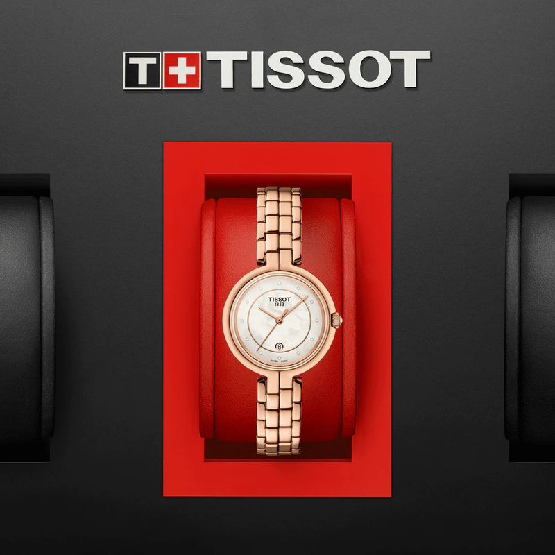Tissot T Lady Flamingo Mother of Pearl Dial Rose Gold Steel Strap Watch For Women - T094.210.33.116.02 Buy Now By Tissot