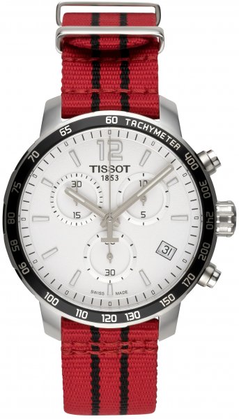 Shop Tissot Quickster Chronograph NBA Chicago Bulls White Dial Red NATO Strap Watch For Men - T095.417.17.037.04 in USA