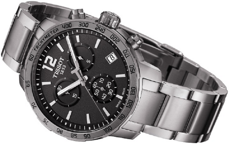 Tissot Quickster Chronograph Black Dial Silver Steel Strap Watch For Men - T095.417.11.067.00 Buy Now By Tissot