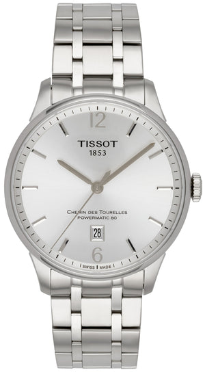 Tissot Chemin Des Tourelles Powermatic 80 Silver Dial Silver Steel Strap Watch For Men - T099.407.11.037.00