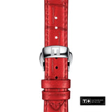 Tissot Chemin Des Tourelles Powermatic 80 Mother of Pearl White Dial Red Leather Strap Watch For Women - T099.207.16.118.00 Buy Now By Tissot
