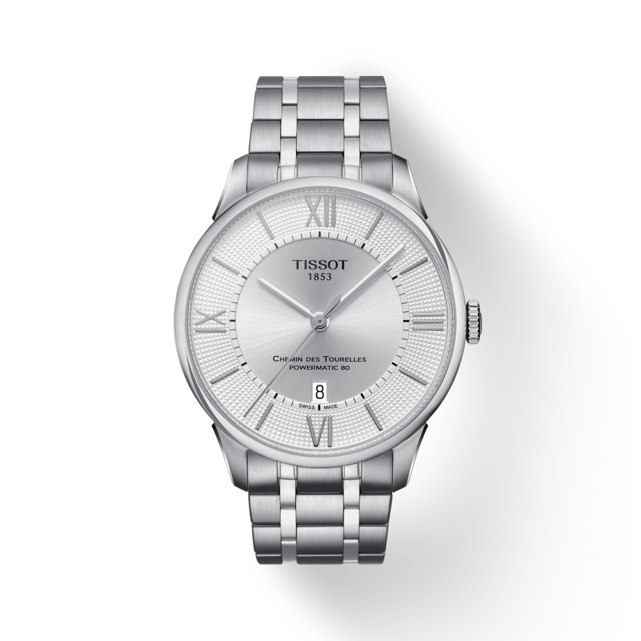 Tissot Chemin Des Tourelles Powermatic 80 Silver Dial Silver Steel Strap Watch For Men - T099.407.11.038.00