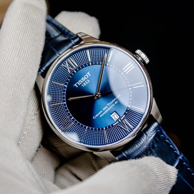 Tissot Chemin Des Tourelles Powermatic 80 Blue Dial Blue Leather Strap Watch for Men - T099.407.16.048.00 Buy Now By Tissot
