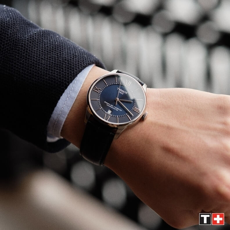 Tissot Chemin Des Tourelles Powermatic 80 Blue Dial Blue Leather Strap Watch for Men - T099.407.16.048.00 Buy Now By Tissot