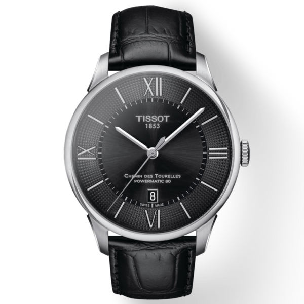 Tissot Chemin Des Tourelles Powermatic 80 Black Dial Black Leather Strap Watch For Men - T099.407.16.058.00 Buy Now By Tissot