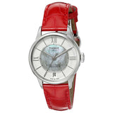 Tissot Chemin Des Tourelles Powermatic 80 Mother of Pearl White Dial Red Leather Strap Watch For Women - T099.207.16.118.00 Buy Now By Tissot