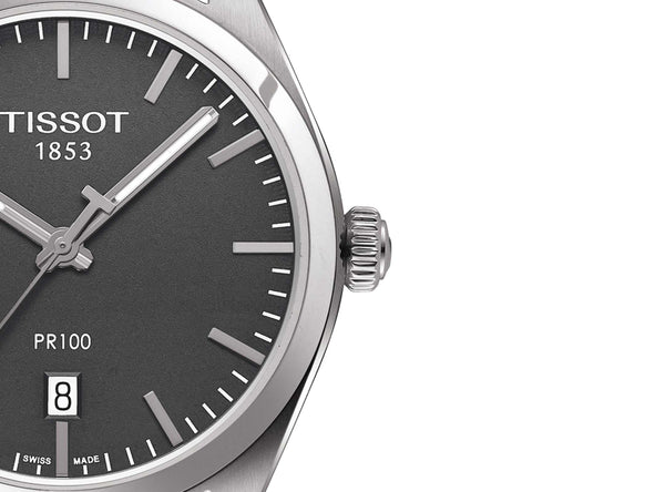 Shop Tissot PR 100 Quartz Leather Strap Watch For Men - T101.410.16.441.00 in USA