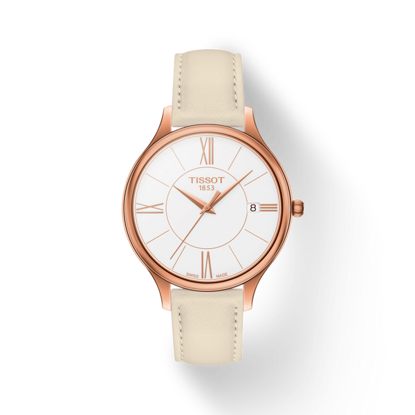 Tissot T Lady Bella Ora Round White Dial Beige Leather Strap Watch For Women - T103.210.36.018.00 Buy Now By Tissot