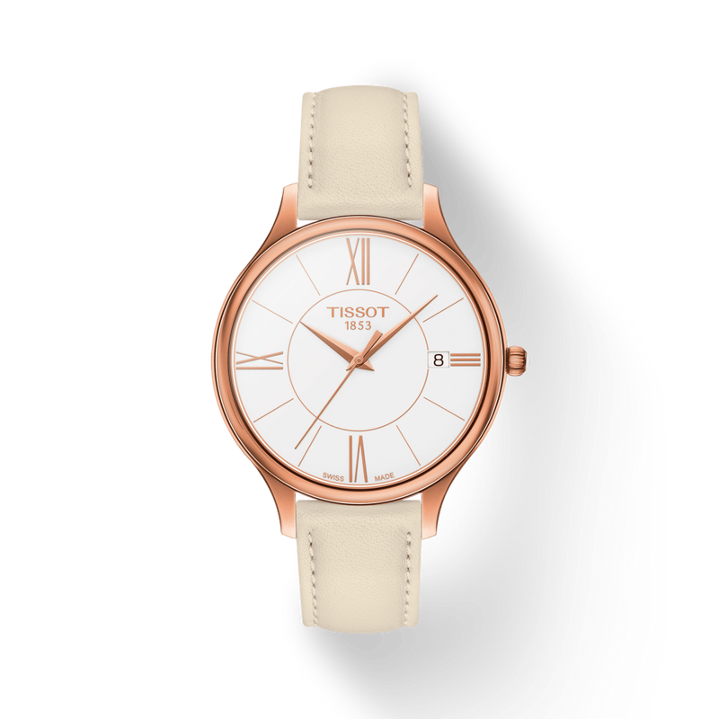 Tissot T Lady Bella Ora Round White Dial Beige Leather Strap Watch For Women - T103.210.36.018.00 Buy Now By Tissot