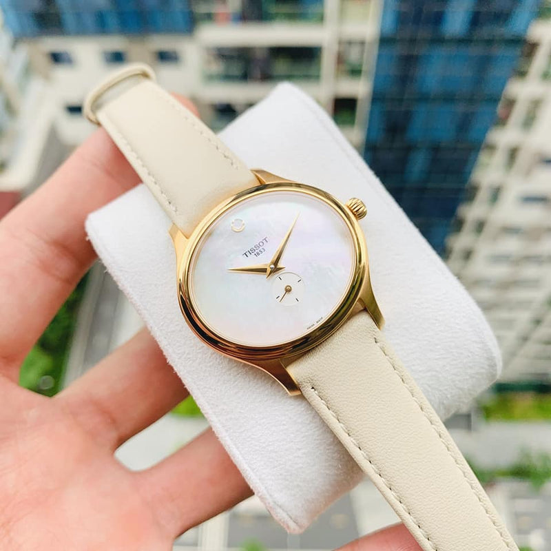 Tissot T Lady Bella Ora Mother of Pearl Dial Cream Leather Strap Watch for Women - T103.310.36.111.00 Buy Now By Tissot