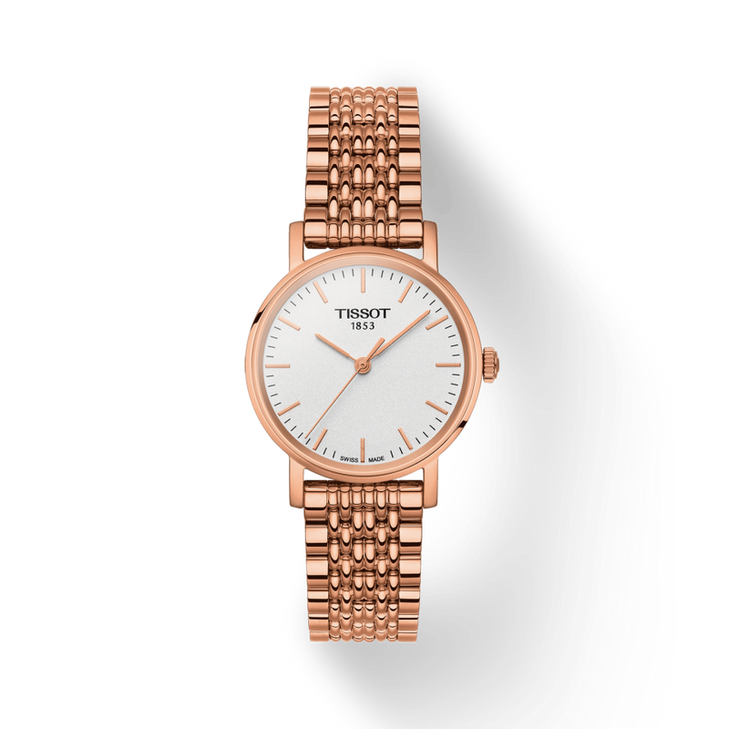 Tissot T Classic Everytime Small White Dial Rose Gold Mesh Bracelet Watch For Women - T109.210.33.031.00 Buy Now By Tissot