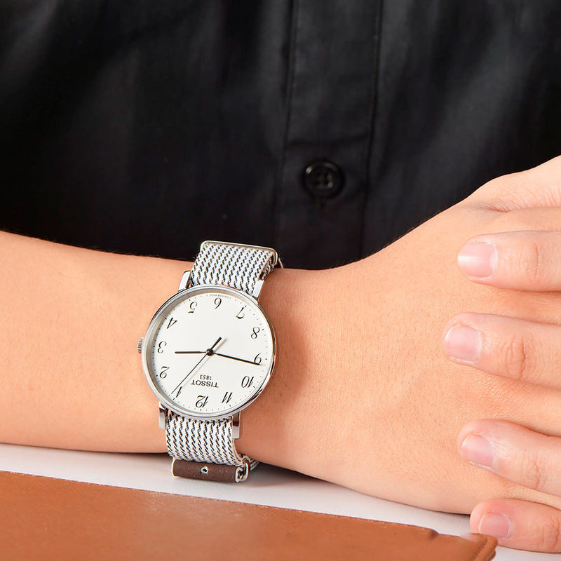 Tissot T Classic Everytime Medium White Dial Two Tone NATO Strap Watch for Women - T109.410.18.032.00 Buy Now By Tissot