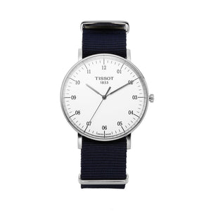 Tissot T Classic Everytime Large White Dial Blue NATO Strap Watch For Men - T109.610.17.037.00