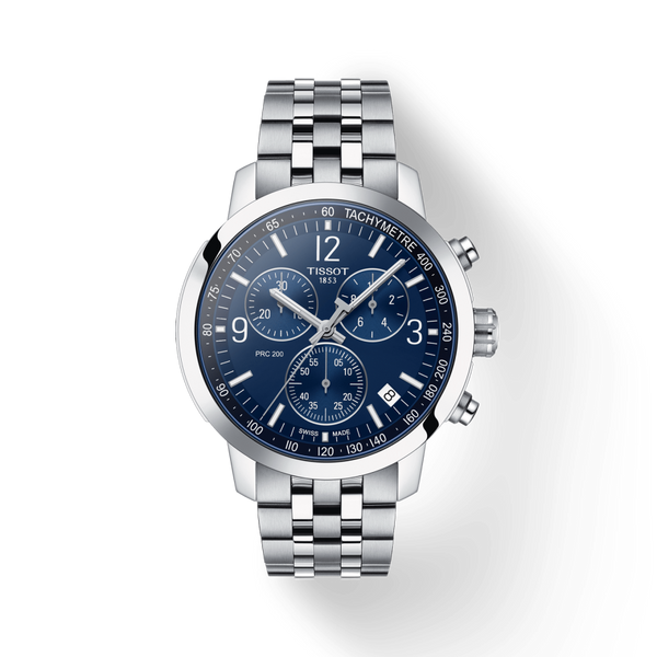 Tissot PRC 200 Chronograph Quartz Blue Dial Silver Steel Strap Watch For Men - T114.417.11.047.00