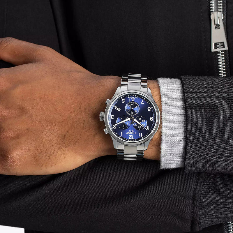 Tissot T Sport Chrono XL Classic Blue Dial Silver Steel Strap Watch For Men - T116.617.11.047.01 Buy Now By Tissot
