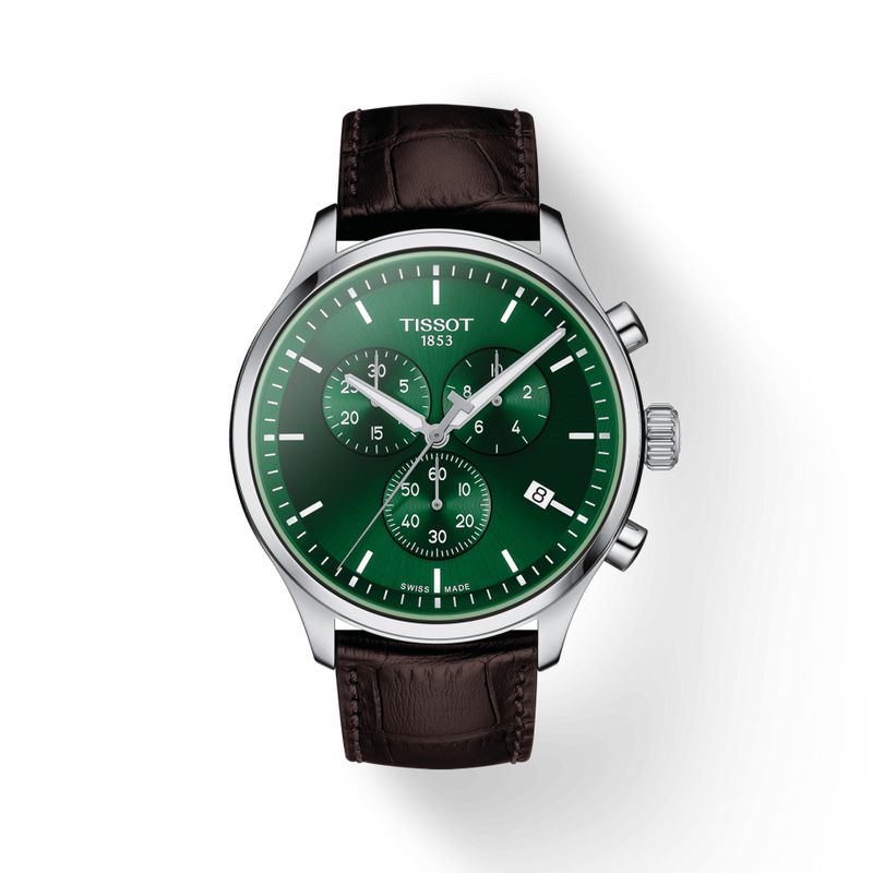Tissot Chrono XL Chronograph Classic Green Dial Brown Leather Strap Watch For Men - T116.617.16.091.00 Buy Now By Tissot