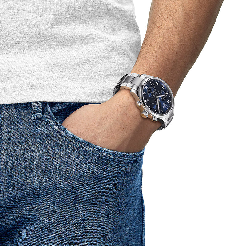 Tissot T Sport Chrono XL Classic Blue Dial Silver Steel Strap Watch For Men - T116.617.11.047.01 Buy Now By Tissot