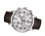 Tissot Chrono XL Silver Dial Brown Leather Strap Watch For Men - T116.617.16.037.00