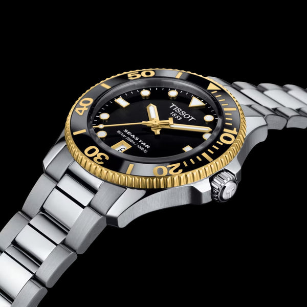 Tissot Seastar 1000 Black Dial Silver Steel Strap Watch For Men - T120.210.127.051.00 Buy Now By Tissot