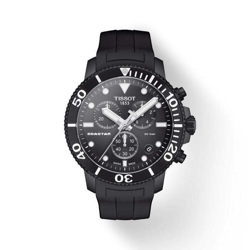 Tissot Seastar 1000 Chronograph Black Dial Black Rubber Strap Watch For Men - T120.417.37.051.02 Buy Now By Tissot
