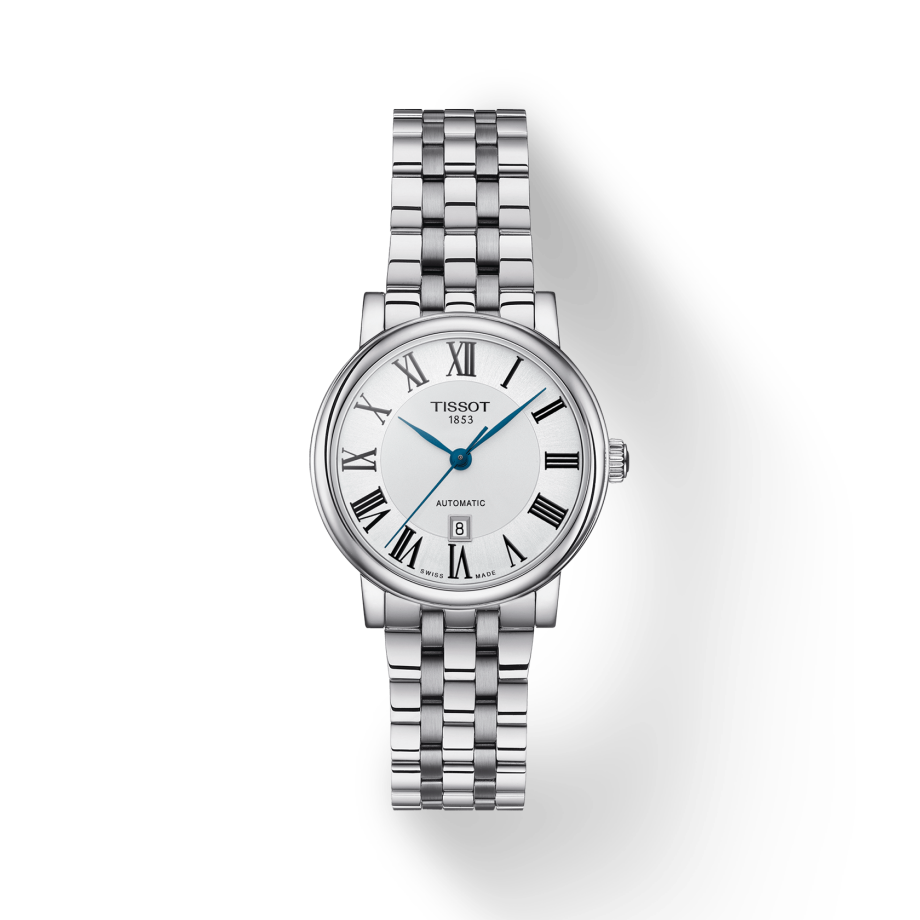 Tissot T Classic Carson Premium Automatic Lady Silver Dial Silver Steel Strap Watch for Women - T122.207.11.033.00