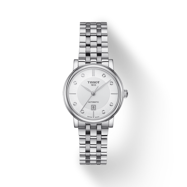 Tissot T Classic Carson Premium White Diamonds Dial Silver Steel Strap Watch for Women - T1222071103600 Buy Now By Tissot