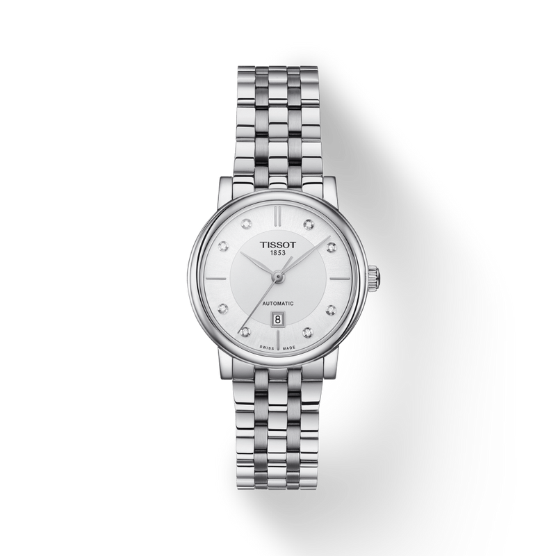 Tissot T Classic Carson Premium White Diamonds Dial Silver Steel Strap Watch for Women - T1222071103600 Buy Now By Tissot