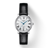 Tissot Carson Premium Automatic Lady Silver Dial Black Leather Strap Watch for Women - T122.207.16.033.00
