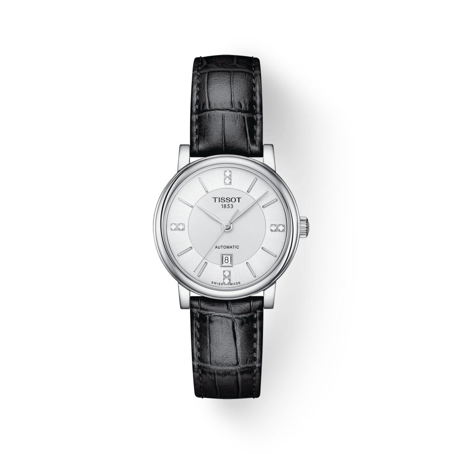 Tissot Carson Premium Lady Born to Be Brace Special Edition Silver Dial Black Leather Strap Watch for Women - T122.207.16.036.00