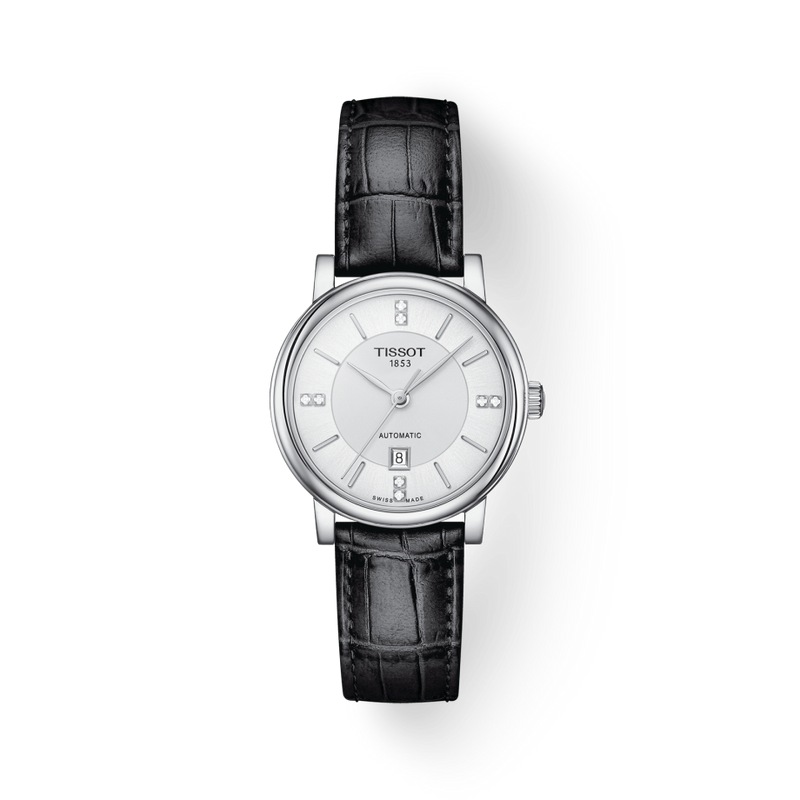 Tissot Carson Premium Lady Born to Be Brace Special Edition Silver Dial Black Leather Strap Watch for Women - T122.207.16.036.00 Buy Now By Tissot