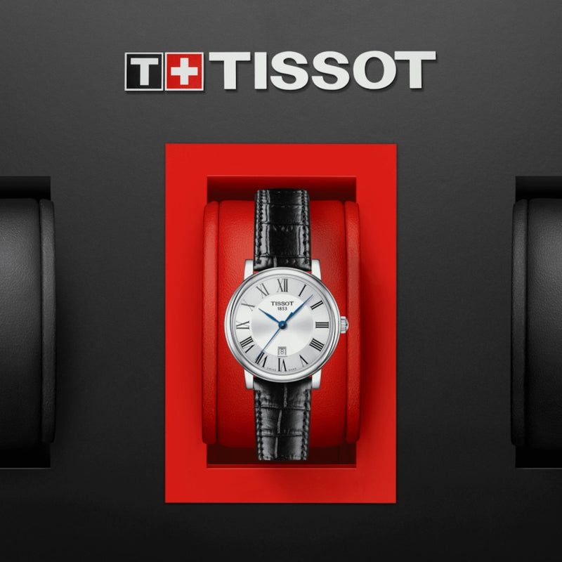 Tissot Carson Premium Lady Silver Dial Black Leather Strap Watch For Women - T122.210.16.033.00 Buy Now By Tissot