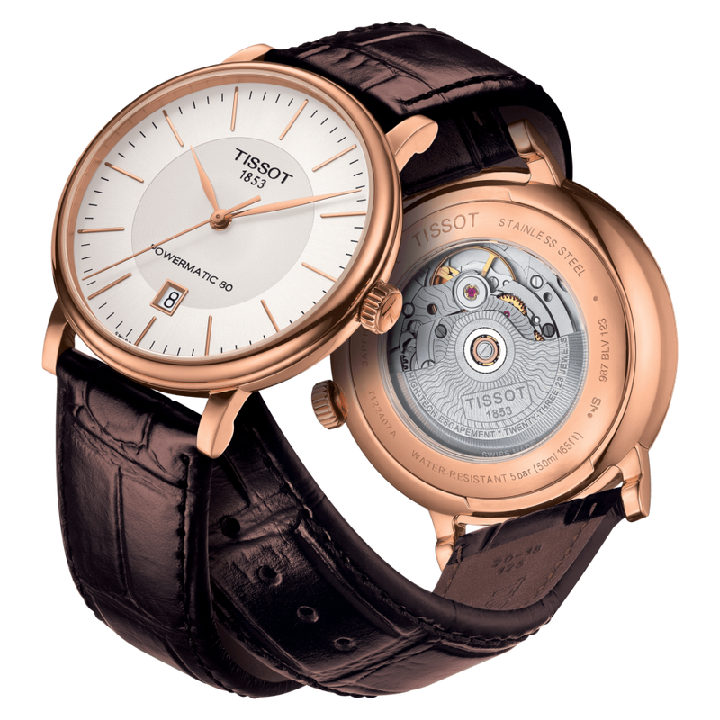 Tissot Carson Premium Powermatic 80 White Dial Brown Leather Strap Watch For Men - T122.407.36.031.00 Buy Now By Tissot