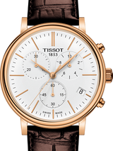 Tissot Carson Premium Chronograph White Dial Brown Leather Strap Watch For Men - T122.417.36.011.00 Buy Now By Tissot
